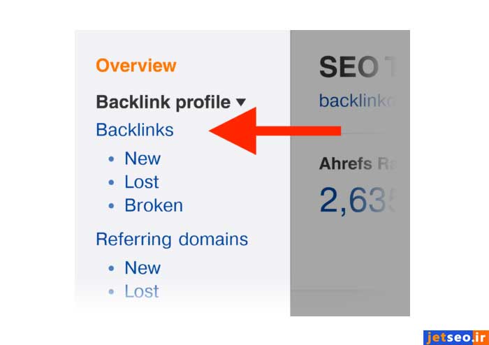 اطلاعات کامل بک لینک های دامنه در ahrefs