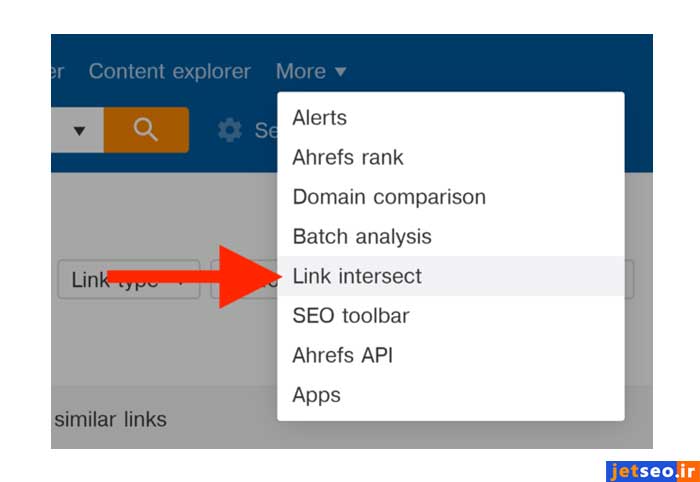 بخش Link intersect در سایت ahrefs