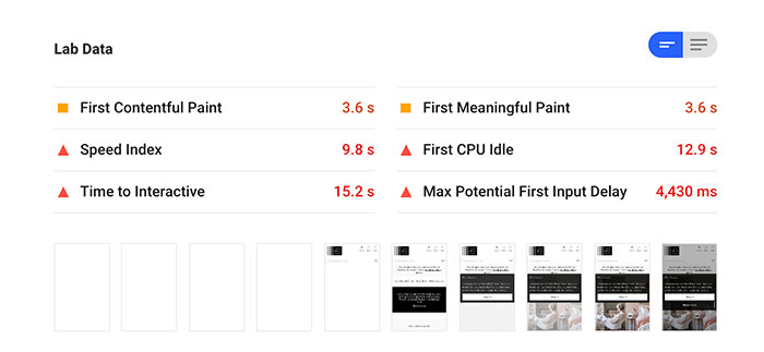 بخش Lab Data در نحوه کار با PageSpeed Inights