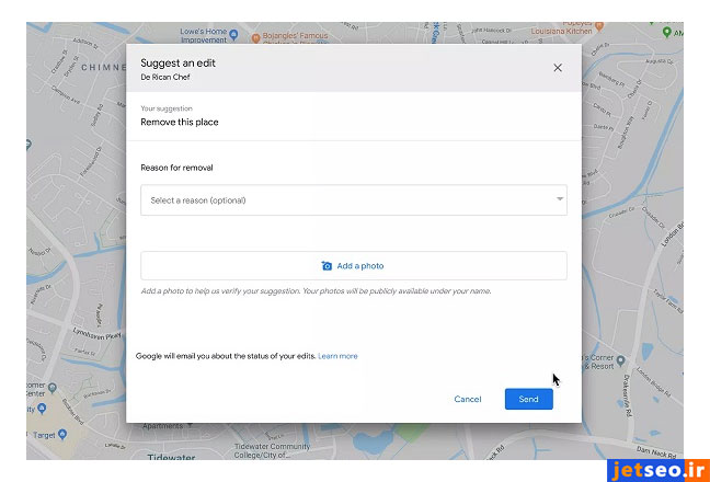 اصلاح مکان ثبت شده در گوگل مپ